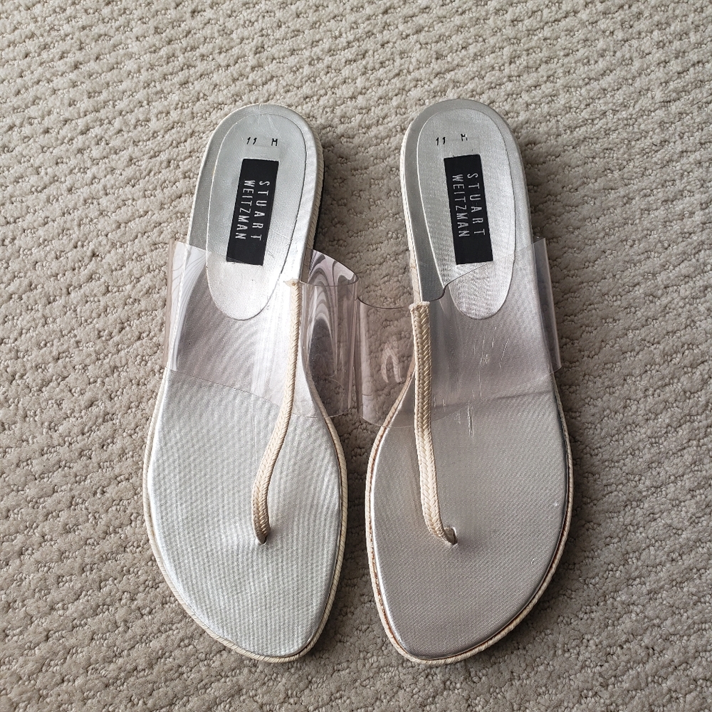 Stuart Weitzman Off White Lanyard Sandals Size 11